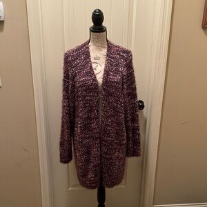 Lane Bryant Marled Plum Open-Front Cardigan